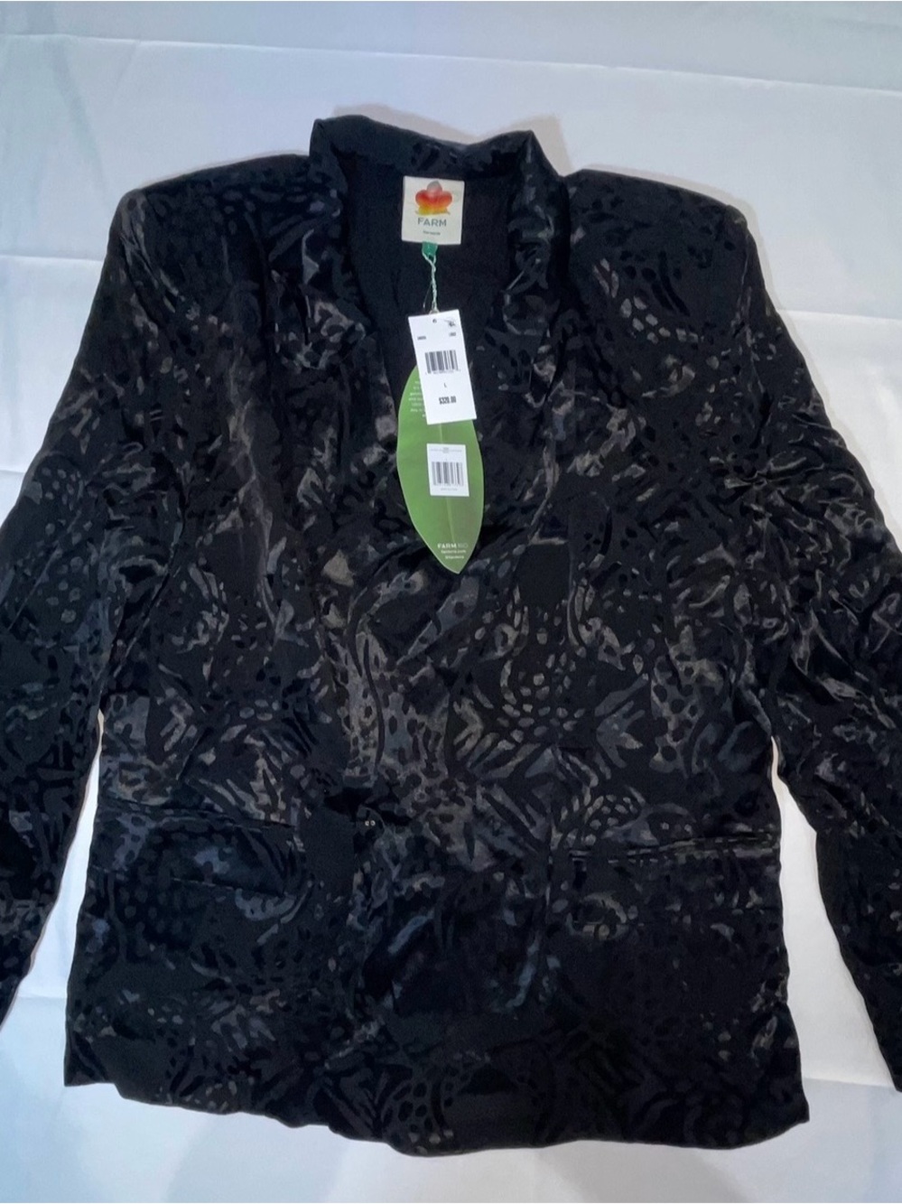 NEW - FARM Rio Black Leopard Jacquard Double-Breasted Blazer - Picture 6 of 9